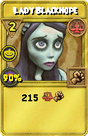 Wizard101 Balance spell card: Lady Blackhope, Spell ID 221