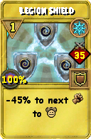 Wizard101 Ice spell card: Legion Shield, Spell ID 75