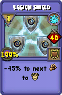 Wizard101 Ice spell card: Legion Shield, Spell ID 76