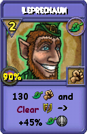 Wizard101 Life spell card: Leprechaun, Spell ID 833