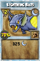 Wizard101 Moon spell card: Lightning Bats, Spell ID 148