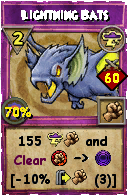 Wizard101 Storm spell card: Lightning Bats, Spell ID 188