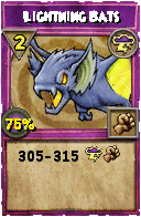 Wizard101 Storm spell card: Lightning Bats, Spell ID 191
