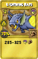 Wizard101 Storm spell card: Lightning Bats, Spell ID 215