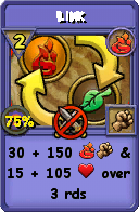 Wizard101 Fire spell card: Link, Spell ID 64