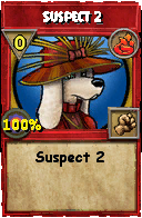 Wizard101 Fire spell card: Suspect 2, Spell ID 513