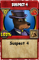 Wizard101 Fire spell card: Suspect 4, Spell ID 502