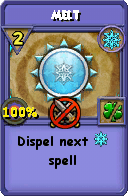 Wizard101 Ice spell card: Melt, Spell ID 72