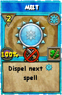Wizard101 Ice spell card: Melt, Spell ID 72