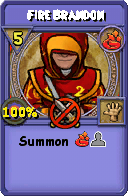 Wizard101 Fire spell card: Fire Brandon, Spell ID 655
