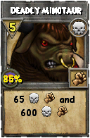 Wizard101 Death spell card: Deadly Minotaur, Spell ID 171