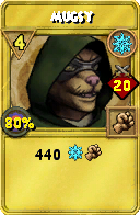 Wizard101 Ice spell card: Mugsy, Spell ID 951