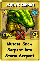 Wizard101 Ice spell card: Mutate Serpent, Spell ID 887