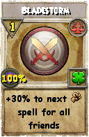 Wizard101 Balance spell card: Bladestorm, Spell ID 826