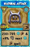 Wizard101 Ice spell card: Natural Attack, Spell ID 545