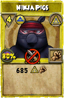 Wizard101 Myth spell card: Ninja Pigs, Spell ID 578