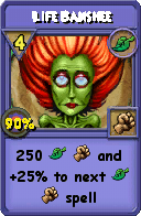 Wizard101 Life spell card: Life Banshee, Spell ID 594
