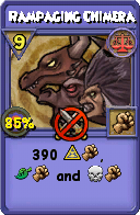 Wizard101 Balance spell card: Rampaging Chimera, Spell ID 573