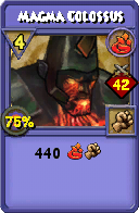 Wizard101 Fire spell card: Magma Colossus, Spell ID 674