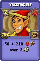Wizard101 Fire spell card: Yuletide Elf, Spell ID 196