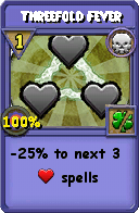 Wizard101 Death spell card: Threefold Fever, Spell ID 341