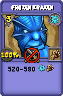 Wizard101 Ice spell card: Frozen Kraken, Spell ID 455