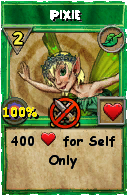 Wizard101 Life spell card: Pixie, Spell ID 614