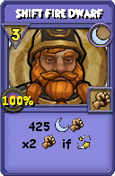 Wizard101 Moon spell card: Shift Fire Dwarf, Spell ID 532