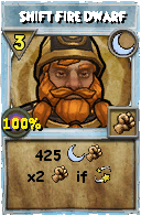 Wizard101 Moon spell card: Shift Fire Dwarf, Spell ID 532