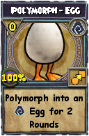 Wizard101 Shadow spell card: Polymorph - Egg, Spell ID 6