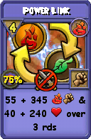 Wizard101 Fire spell card: Power Link, Spell ID 750