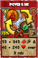 Wizard101 Fire spell card: Power Link, Spell ID 750