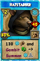 Wizard101 Ice spell card: Ratstabber, Spell ID 88