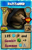 Wizard101 Ice spell card: Ratstabber, Spell ID 87