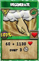 Wizard101 Life spell card: Regenerate, Spell ID 995