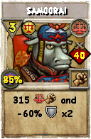 Wizard101 Balance spell card: Samoorai, Spell ID 210