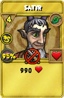 Wizard101 Life spell card: Satyr, Spell ID 949