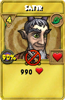 Wizard101 Life spell card: Satyr, Spell ID 753