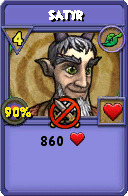 Wizard101 Life spell card: Satyr, Spell ID 752