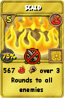 Wizard101 Fire spell card: Scald, Spell ID 602