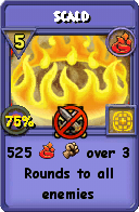 Wizard101 Fire spell card: Scald, Spell ID 601