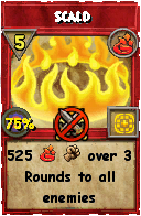 Wizard101 Fire spell card: Scald, Spell ID 601