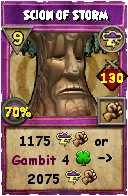 Wizard101 Storm spell card: Scion of Storm, Spell ID 889