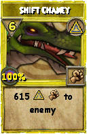 Wizard101 Myth spell card: Shift Chaney, Spell ID 398