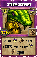 Wizard101 Storm spell card: Storm Serpent, Spell ID 705