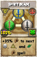 Wizard101 Balance spell card: Spirit Blade, Spell ID 406