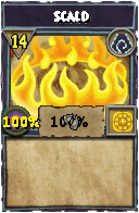 Wizard101 Shadow spell card: Scald, Spell ID 754