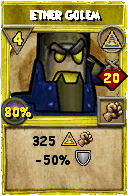 Wizard101 Myth spell card: Ether Golem, Spell ID 128