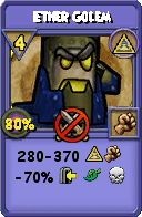 Wizard101 Myth spell card: Ether Golem, Spell ID 125