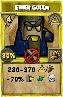 Wizard101 Myth spell card: Ether Golem, Spell ID 125